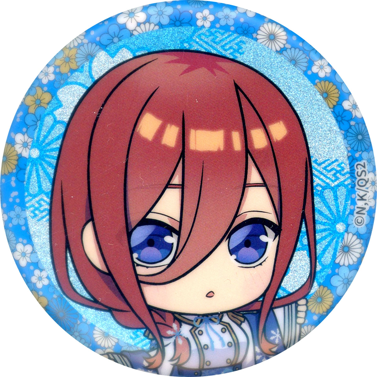 Miku Nakano Face Up The Quintessential Quintuplets: Operation Quintuplets x Don Quijote / APITA Trading Glitter Button Hyakki Yagyo Chibi Character Ver. [USED]