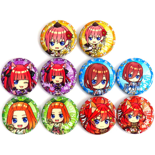 Set of 10 The Quintessential Quintuplets: Operation Quintuplets x Don Quijote / APITA Trading Glitter Button Hyakki Yagyo Chibi Character Ver. [USED]