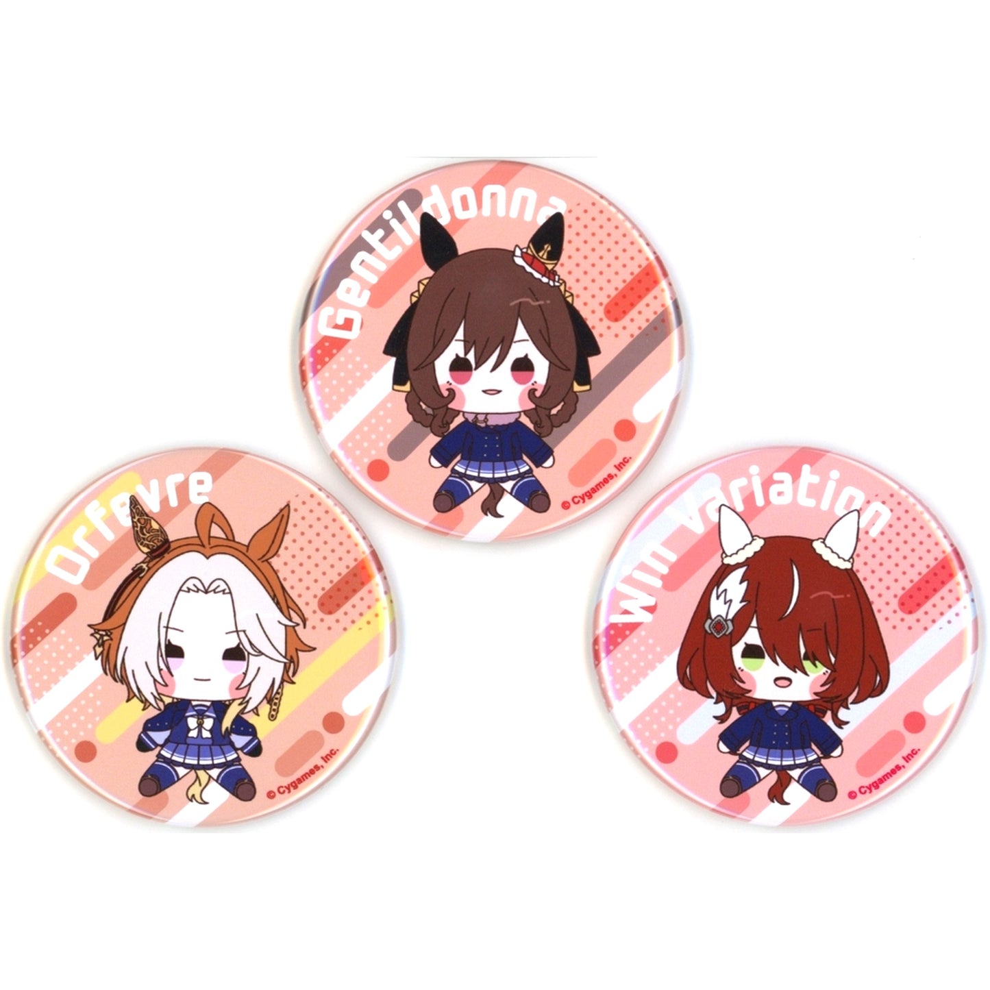 Orfevre Gentildonna Win Variation Umamusume Pretty Derby Mochidoru Art Collection Set of 3 Buttons 4th Anniversary Campaign Seven Eleven Seven Net Exclusive [USED]