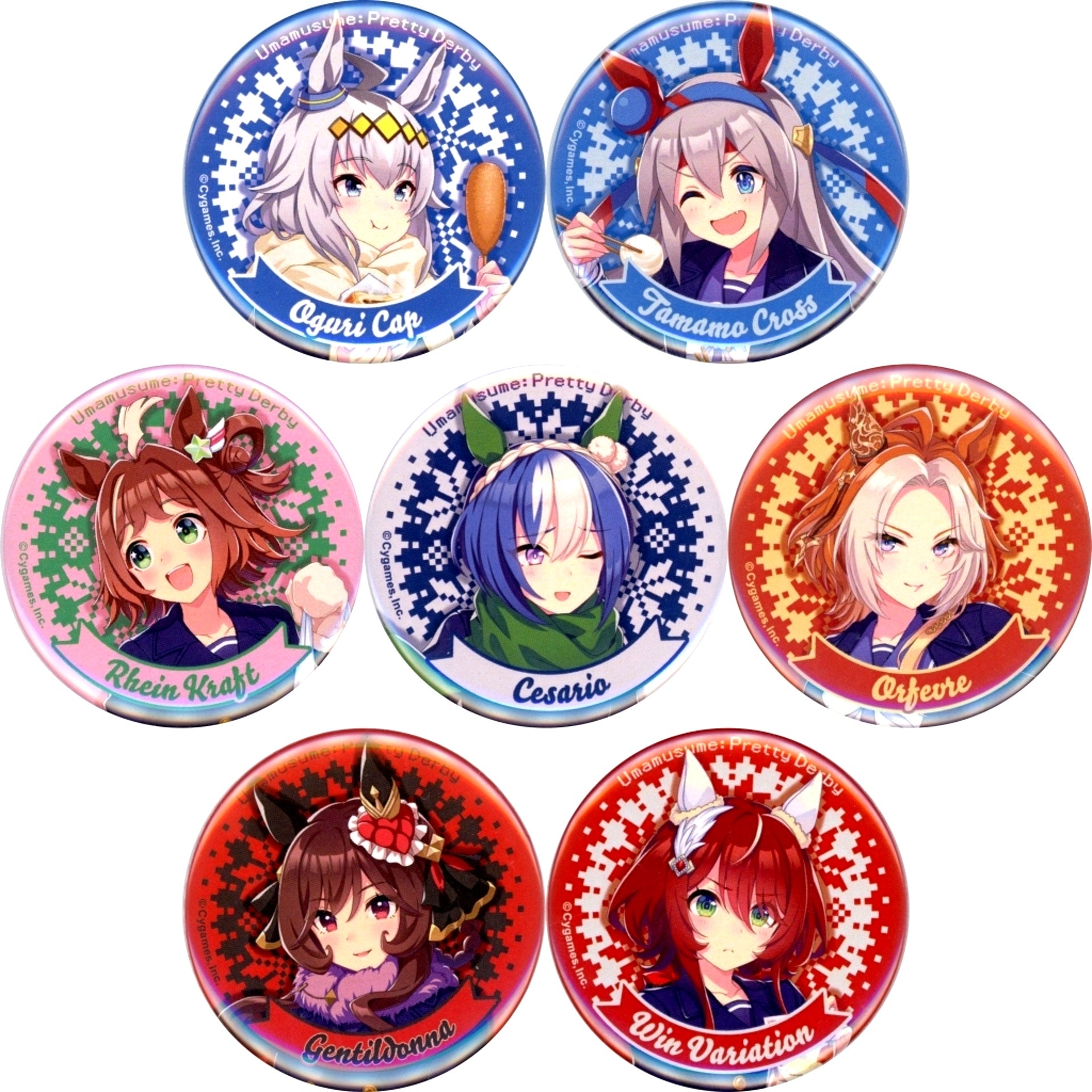 Set of 7 Umamusume Pretty Derby Button 4th Anniversary Campaign Seven Eleven Seven Net Exclusive [USED]