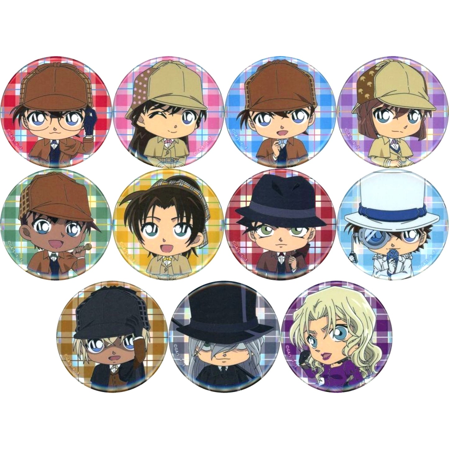 Set of 11 Detective Conan Plaza Trading Button Holmes Deformed II [USED]