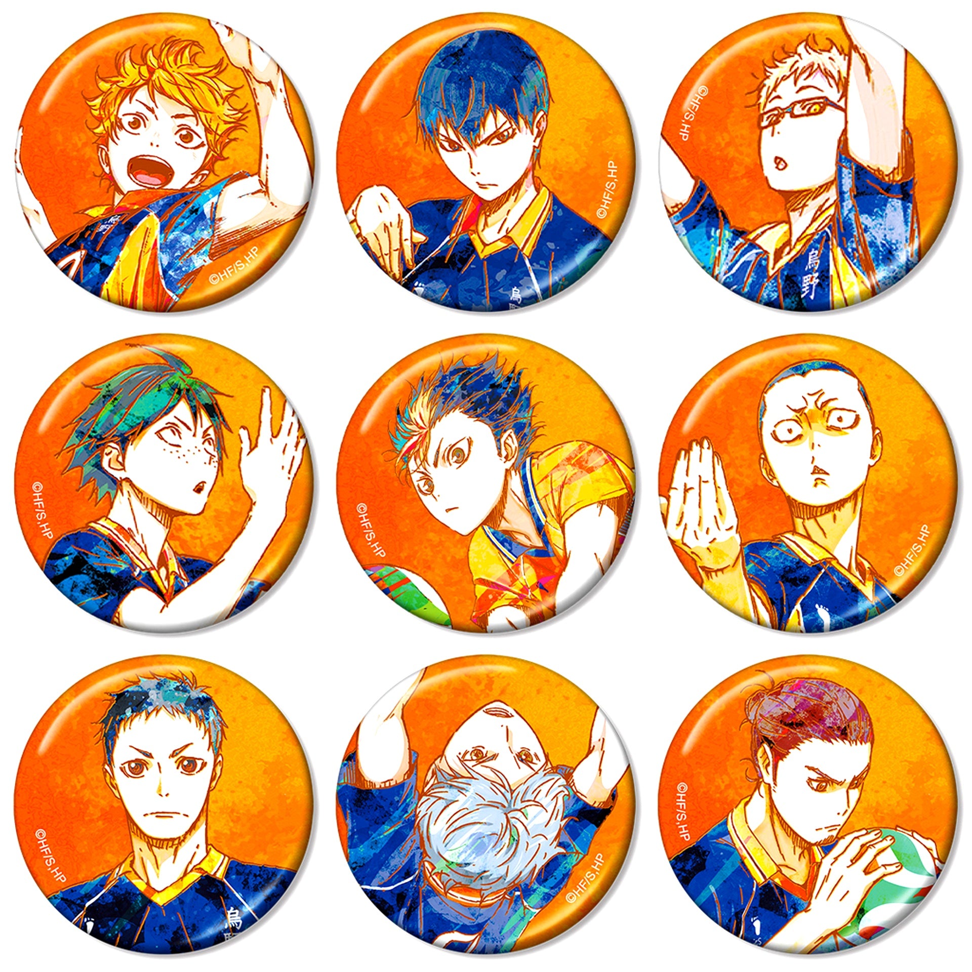 Set of 9 Haikyu!! Trading Ani-Art Vol. 2 Metallic Button [USED]