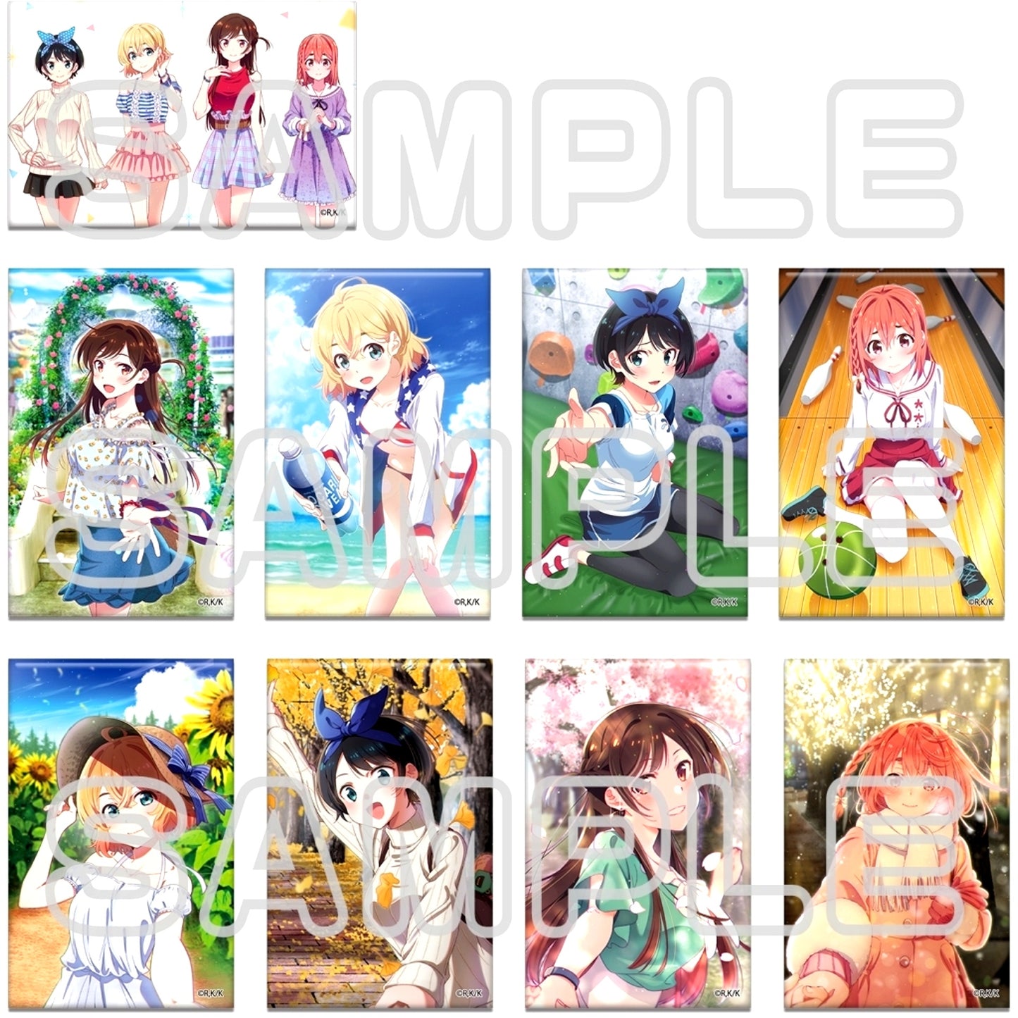Set of 9 Rent-A-Girlfriend Memorial Trading Square Button Vol.1 [USED]