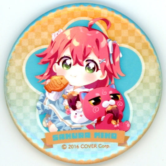 Sakura Miko Mini Char One Piece Dress Mouth Closed Hololive Sakura Miko x Naruto Taiyaki Honpo Vol.3 Trading Button [USED]