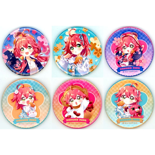 Set of 6 Sakura Miko Virtual YouTuber Holo Live x Naruto Taiyaki Honpo 3rd Trading Button [USED]