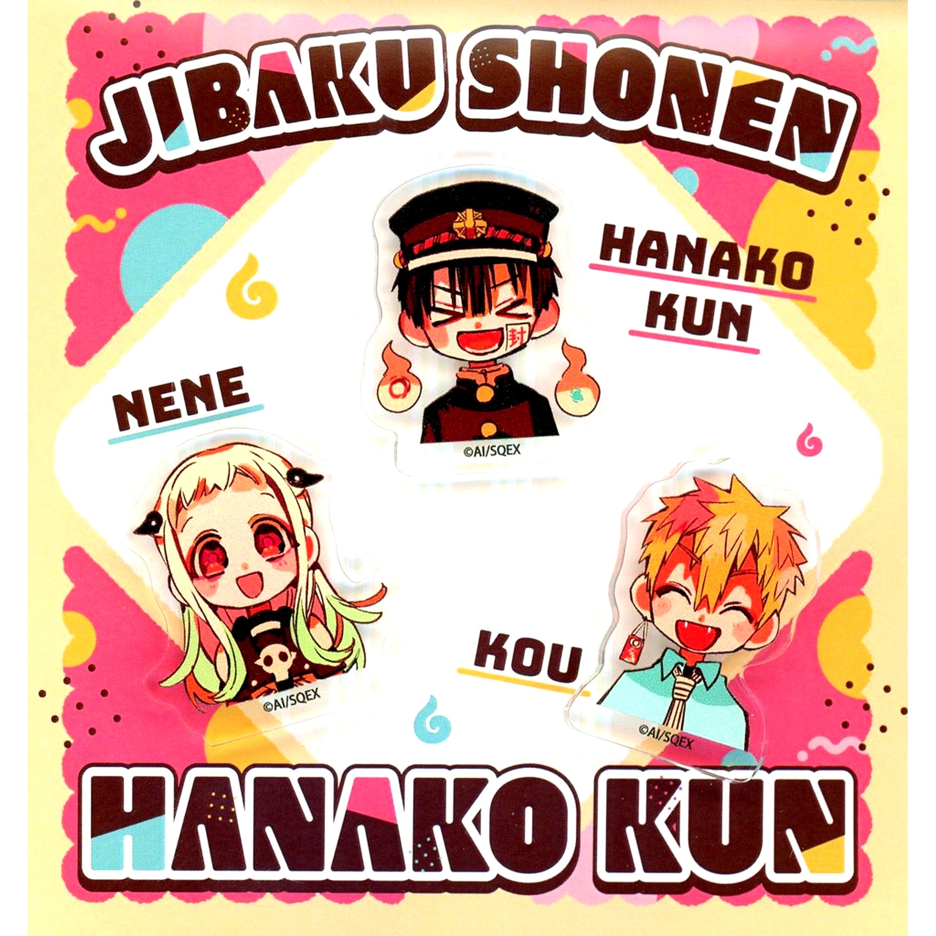 Hanako-kun & Nene Yashiro & Kou Minamoto Acrylic Pin Button Set of 3 Toilet-Bound Hanako-kun 10th Anniversary Museum [USED]