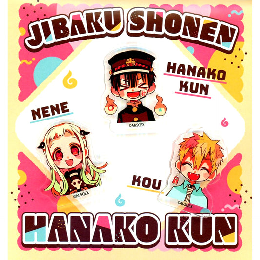 Hanako-kun & Nene Yashiro & Kou Minamoto Acrylic Pin Button Set of 3 Toilet-Bound Hanako-kun 10th Anniversary Museum [USED]