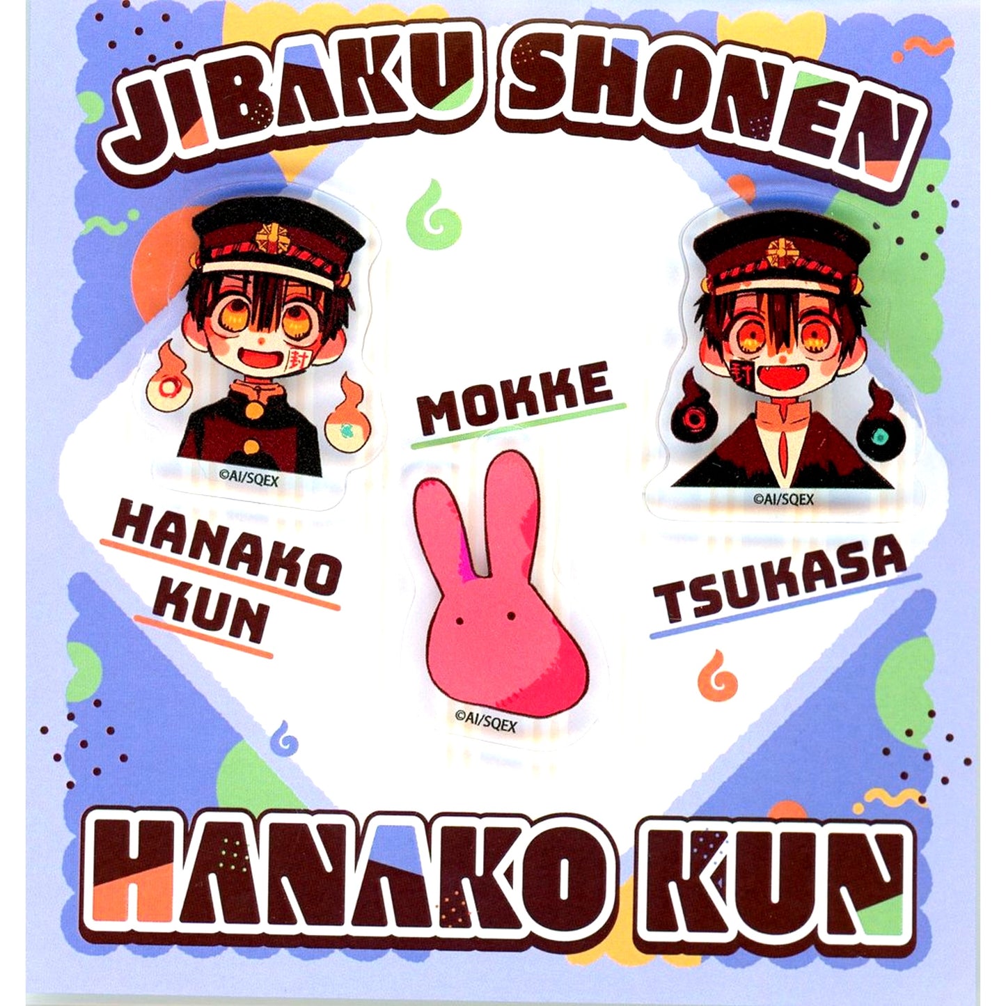 Set of 3 Hanako-kun & Tsukasa & Mokke Toilet-Bound Hanako-kun Acrylic Pin Buttons 10th Anniversary Museum [USED]