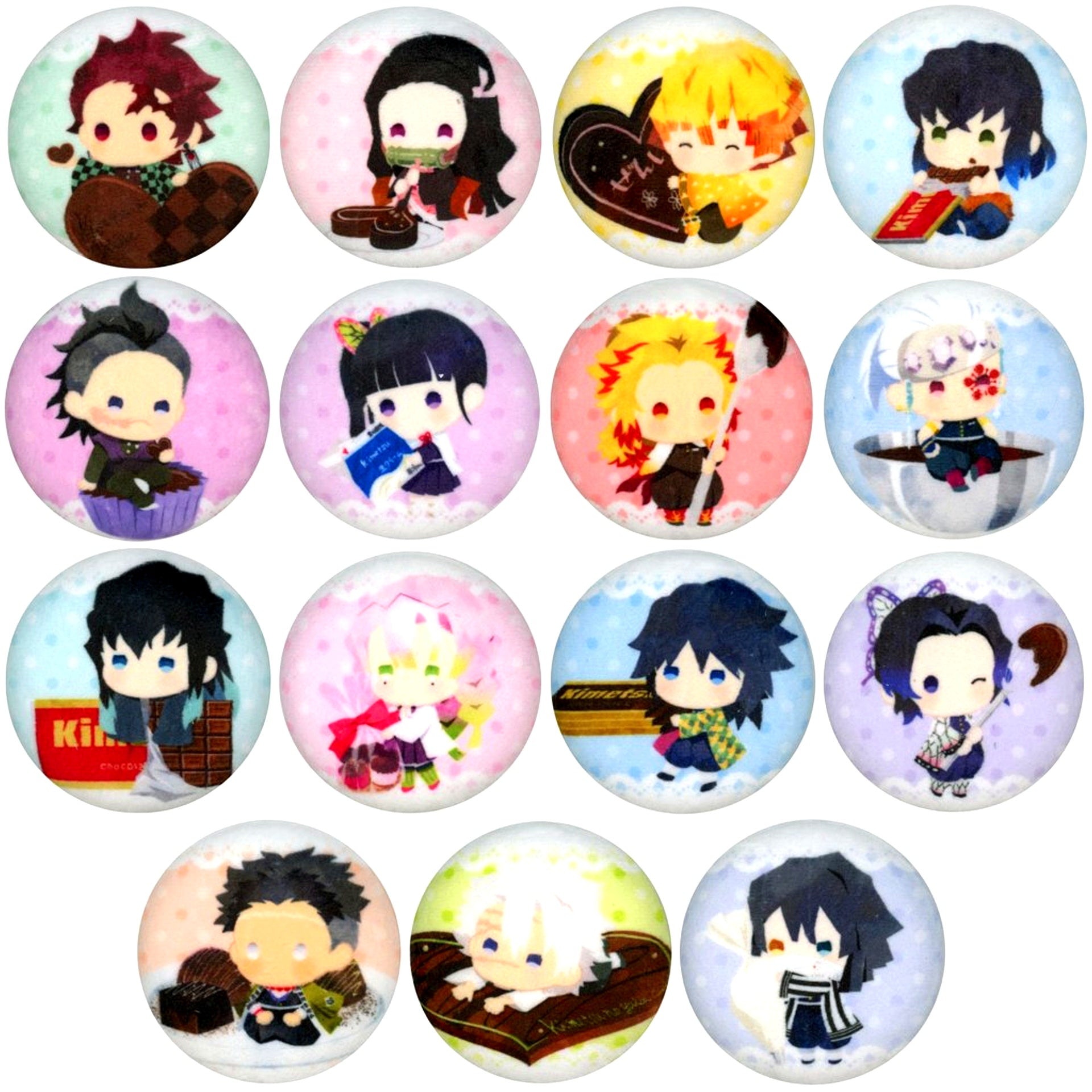 Set of 15 Demon Slayer: Kimetsu no Yaiba Yurafuwa Series Chocolate Ver. Howahowa Random Button [USED]
