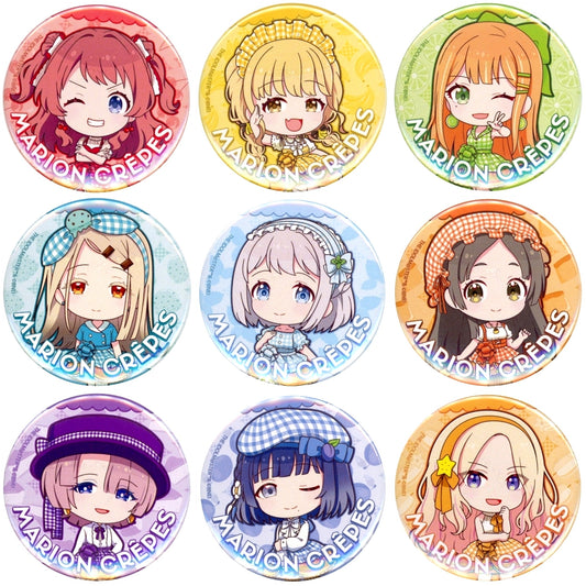 Set of 9 Gakuen Idolmaster Marion Crepes Badge 04 Crepe Style Dress Ver. Mini Character Illustration [USED]