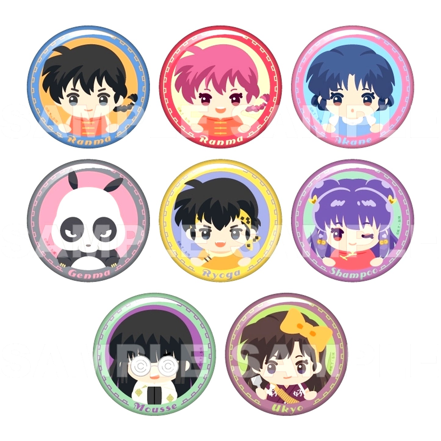 Set of 8 Ranma 1/2 Chokotte! Trading Button [USED]