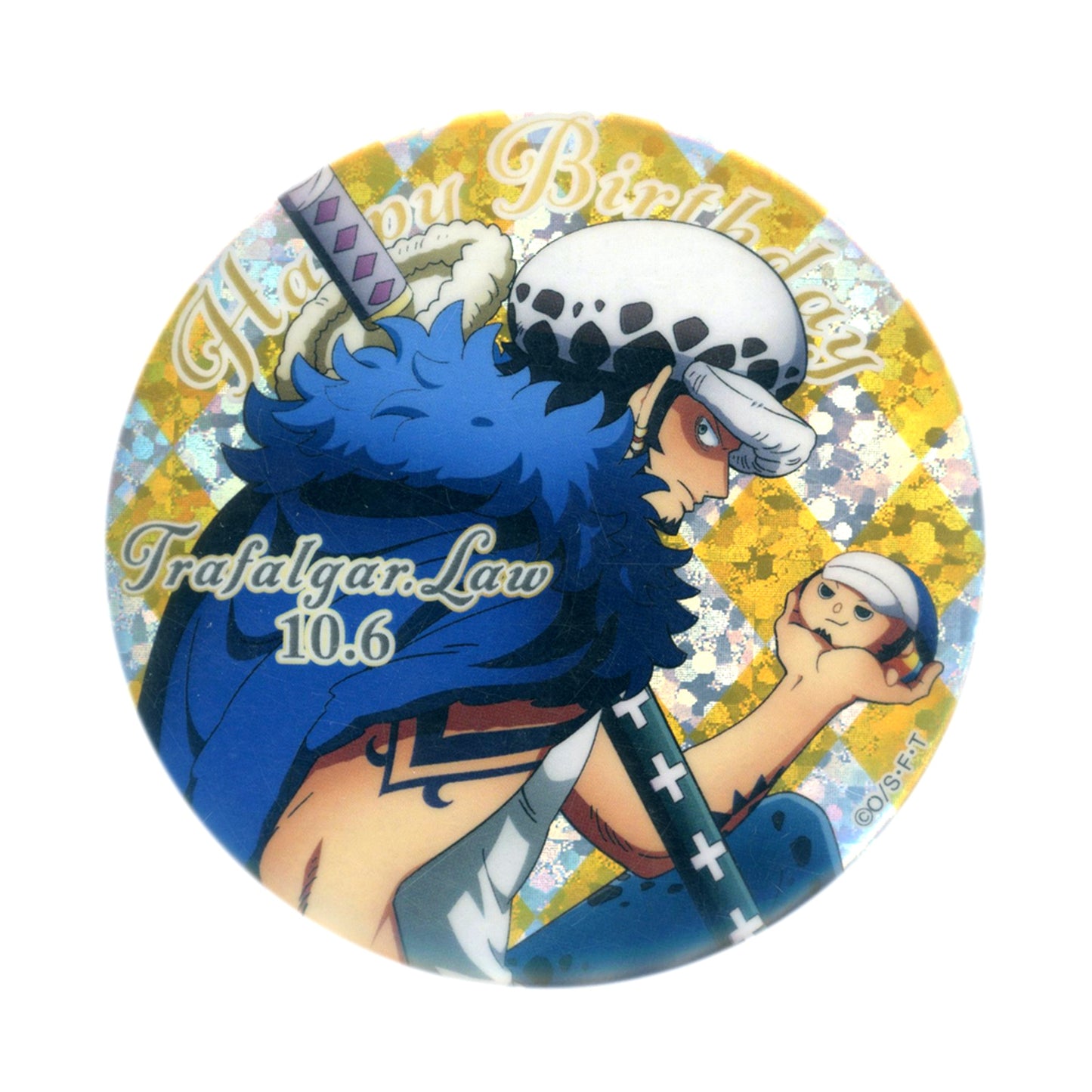 Trafalgar Law 10.6 Birthday Hologram Button One Piece [USED]