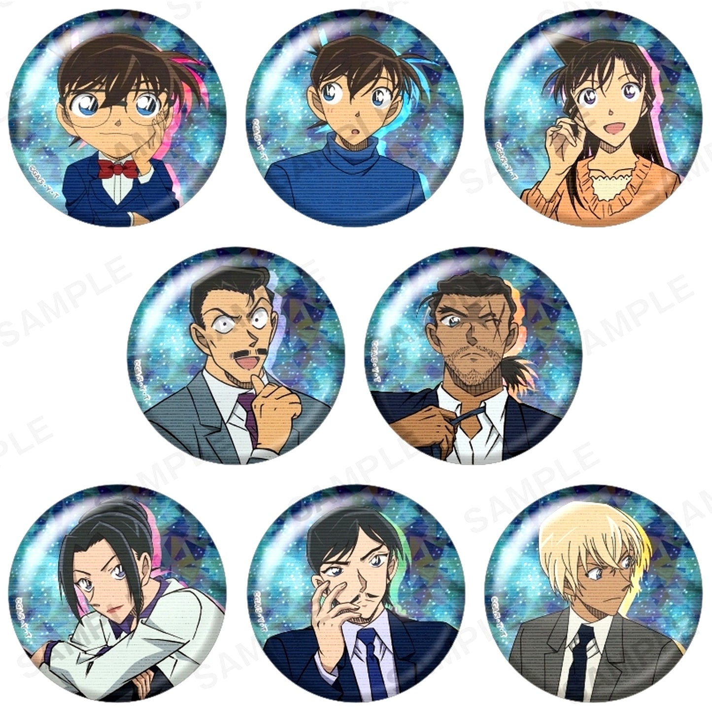 Set of 8 Detective Conan Trading Hologram Button vol.6 [USED]