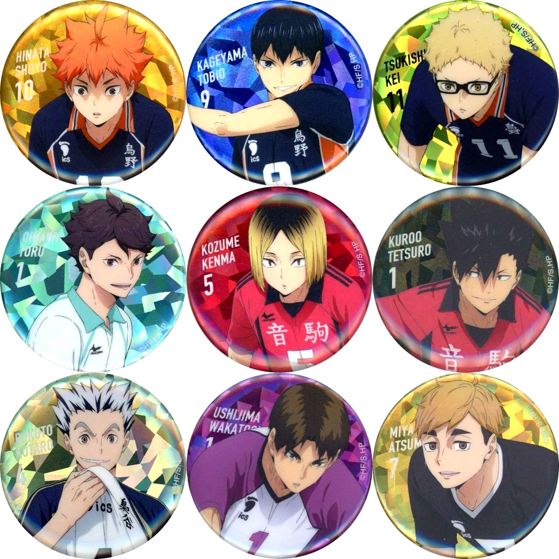 Set of 9 Haikyu!! Trading Button Hologram Ver. SPECIAL POPUP 2025 at baseyard tokyo [USED]