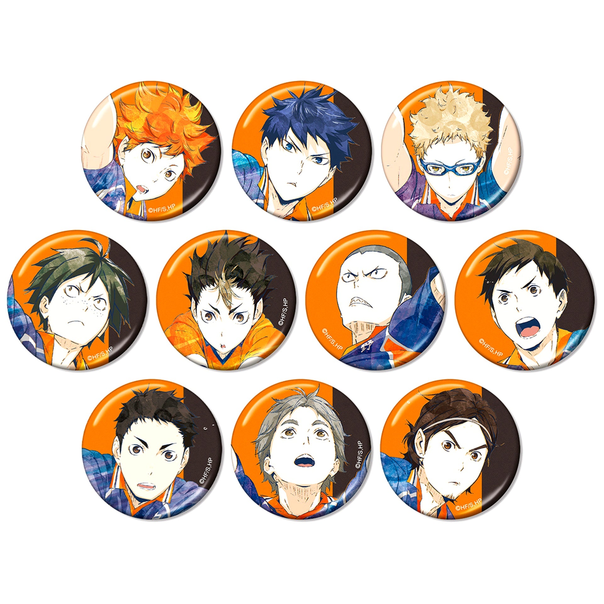 Set of 10 Haikyu!! Trading Ani-Art Vol. 3 Metallic Button [USED]
