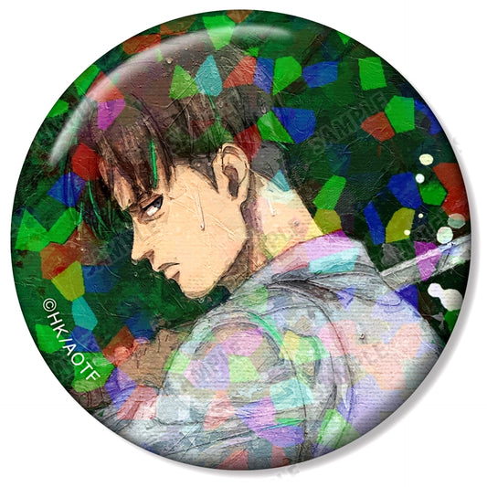 Levi - Without Name Attack on Titan Newly Drawn Fighting Back Ver. Trading grunge CANVAS Hologram Badge [USED]