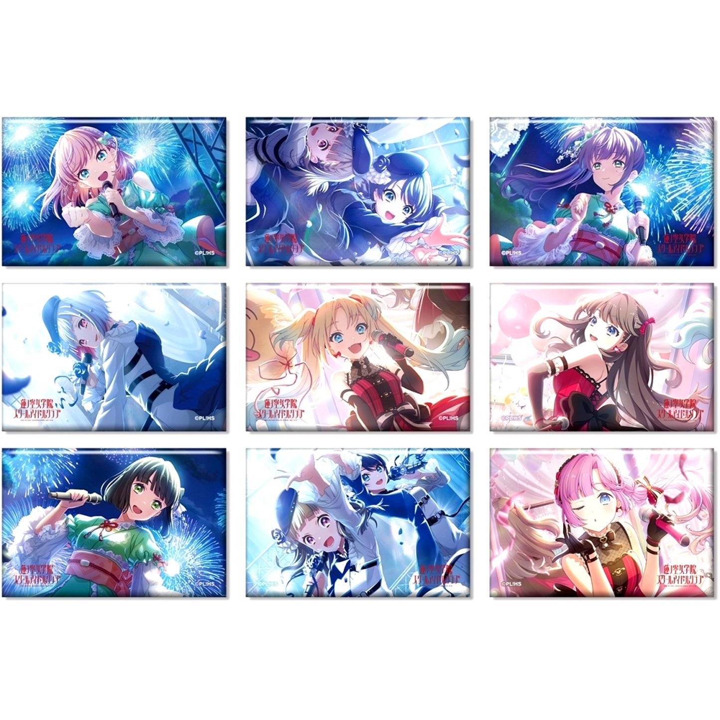 Set of 9 Love Live! Hasunosora Girls' High School Idol Club Trading Square Button [USED]