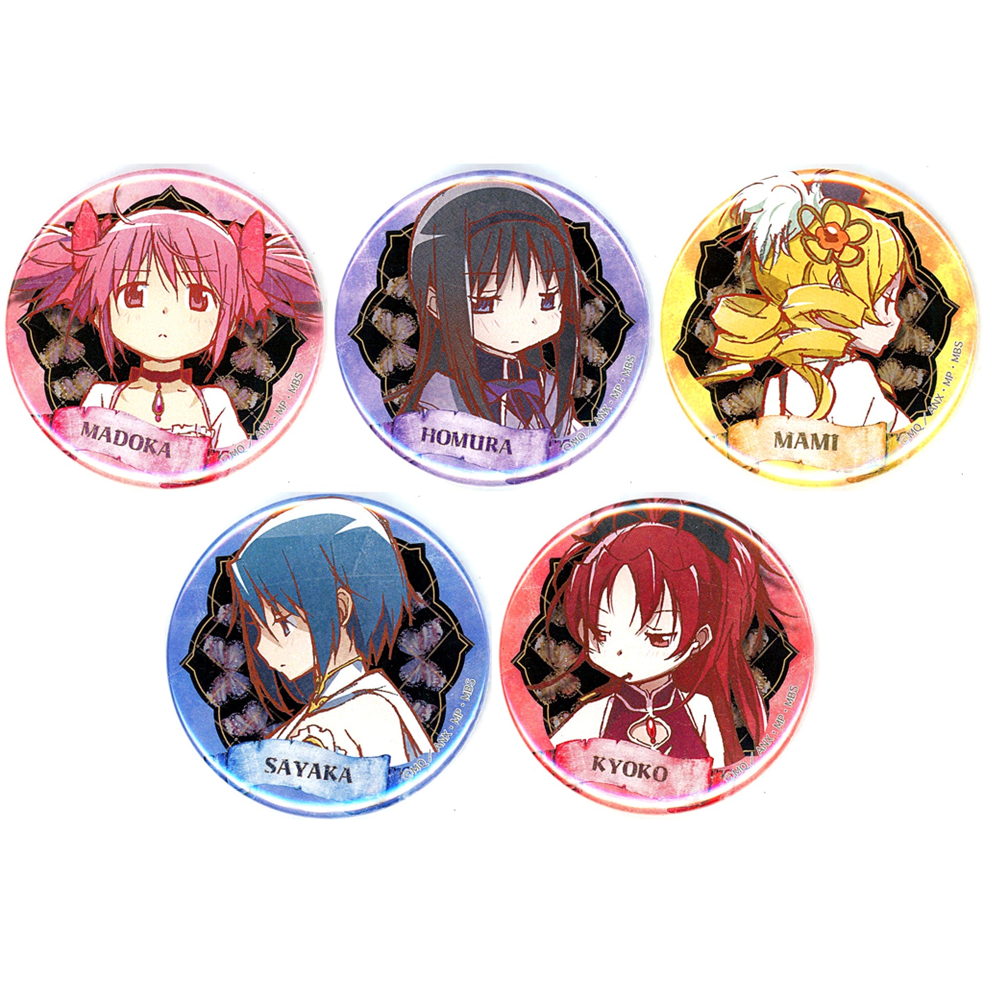 Set of 5 Puella Magi Madoka Magica Vintage Series Button [USED]