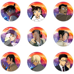 Set of 9 Detective Conan The Phantom of the One-Eyed Movie Main Poster Trading Button Mirror [USED]