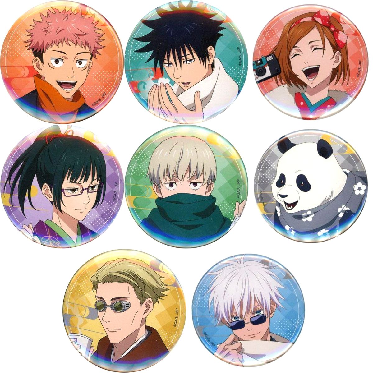 Set of 8 Jujutsu Kaisen Marukuji Japanese Attire Style Button [USED]
