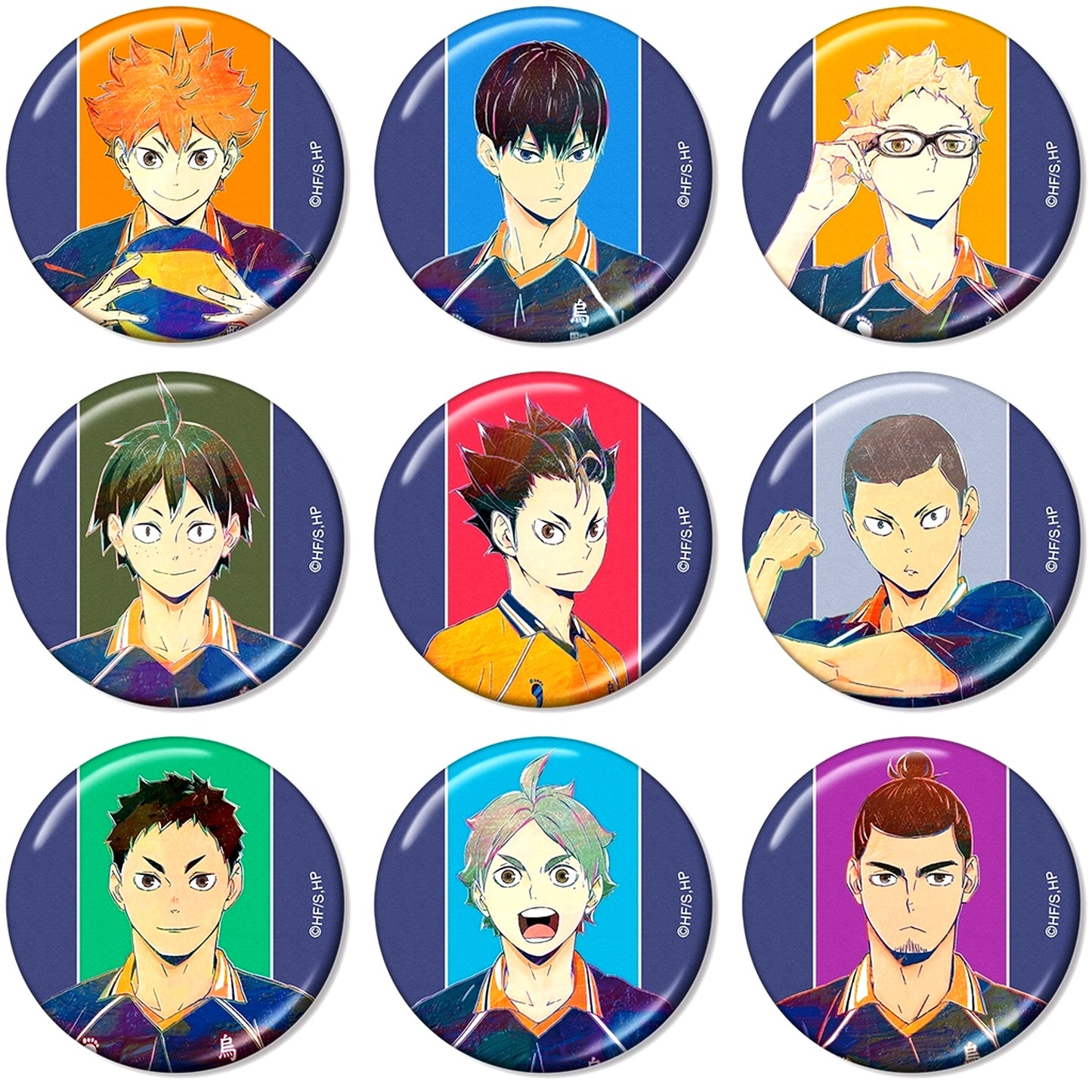 Set of 9 Haikyu!! Trading Ani-Art Vol. 4 Metallic Button [USED]