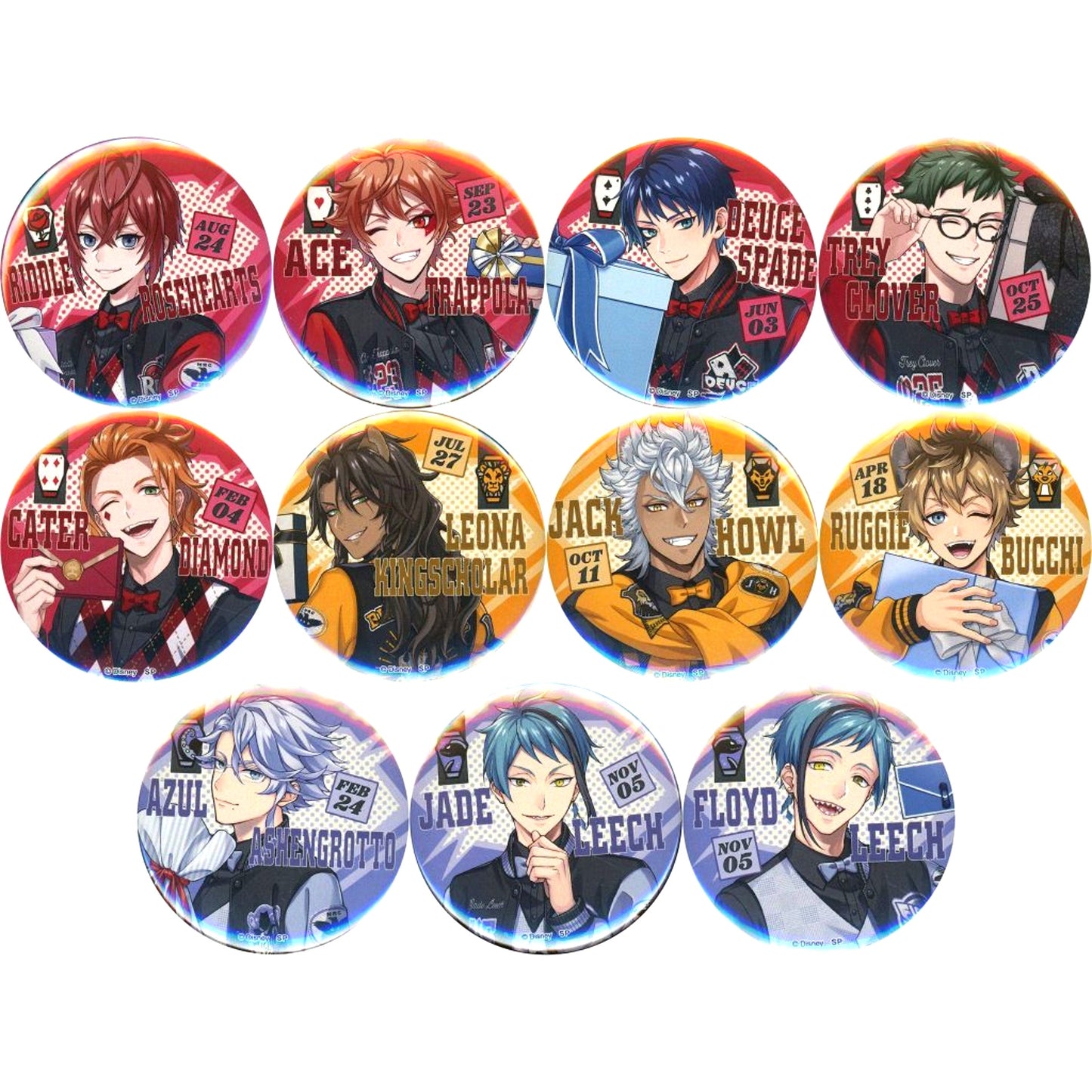 Set of 11 Disney Twisted-Wonderland Union Birthday Button Vol.1 5th Anniversary animate ONLY SHOP [USED]