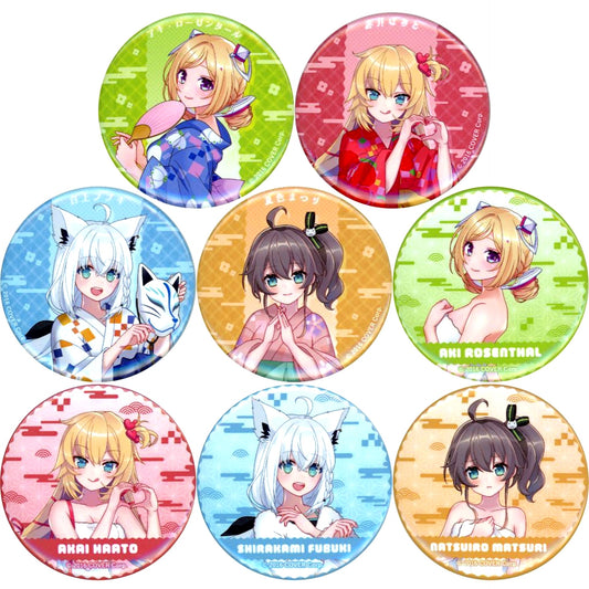 Set of 8 Full Body Ver. Virtual YouTuber Hololive x Gokurakuyu RAKU SPA Collabo 6th Furo Life Trading Button [USED]