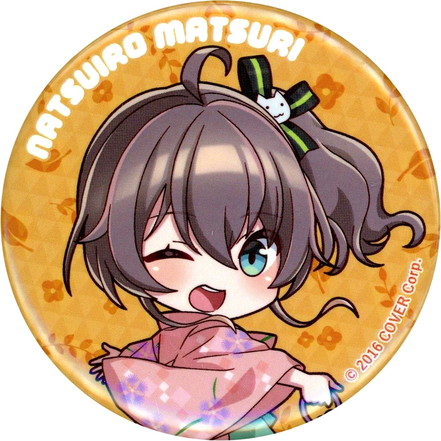Natsuiro Matsuri Mini Character Ver. Virtual YouTuber Hololive x Gokurakuyu RAKU SPA Collabo 6th Furo Life Trading Button [USED]