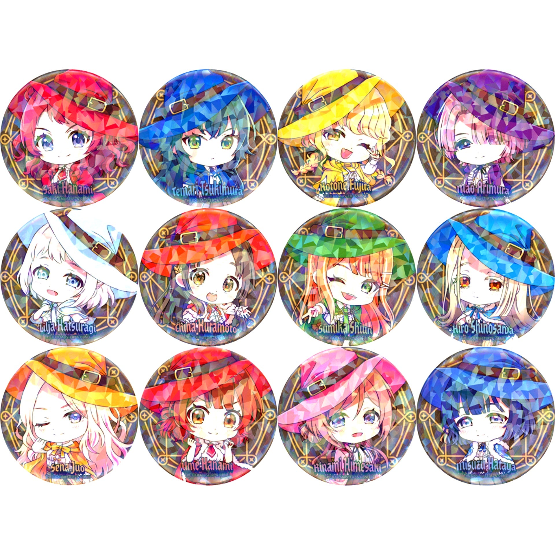 Set of 12 Gakuen Idolmaster Goods Fair in Gamers 2nd Hologram Badge 01. Magician Ver. Mini Character Illustration [USED]