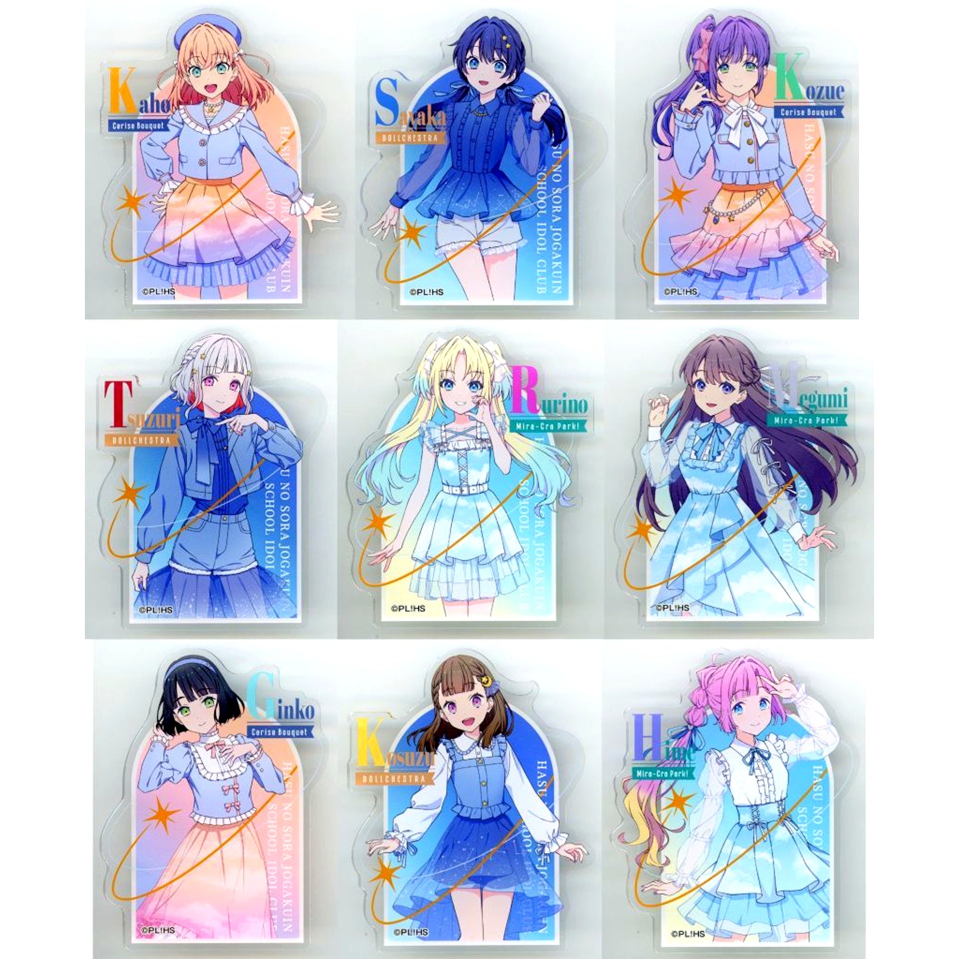 Set of 9 Love Live! Hasunosora Girls' High School Idol Club Acrylic Badge Lawson @Loppi HMV & BOOKS online Ltd [USED]