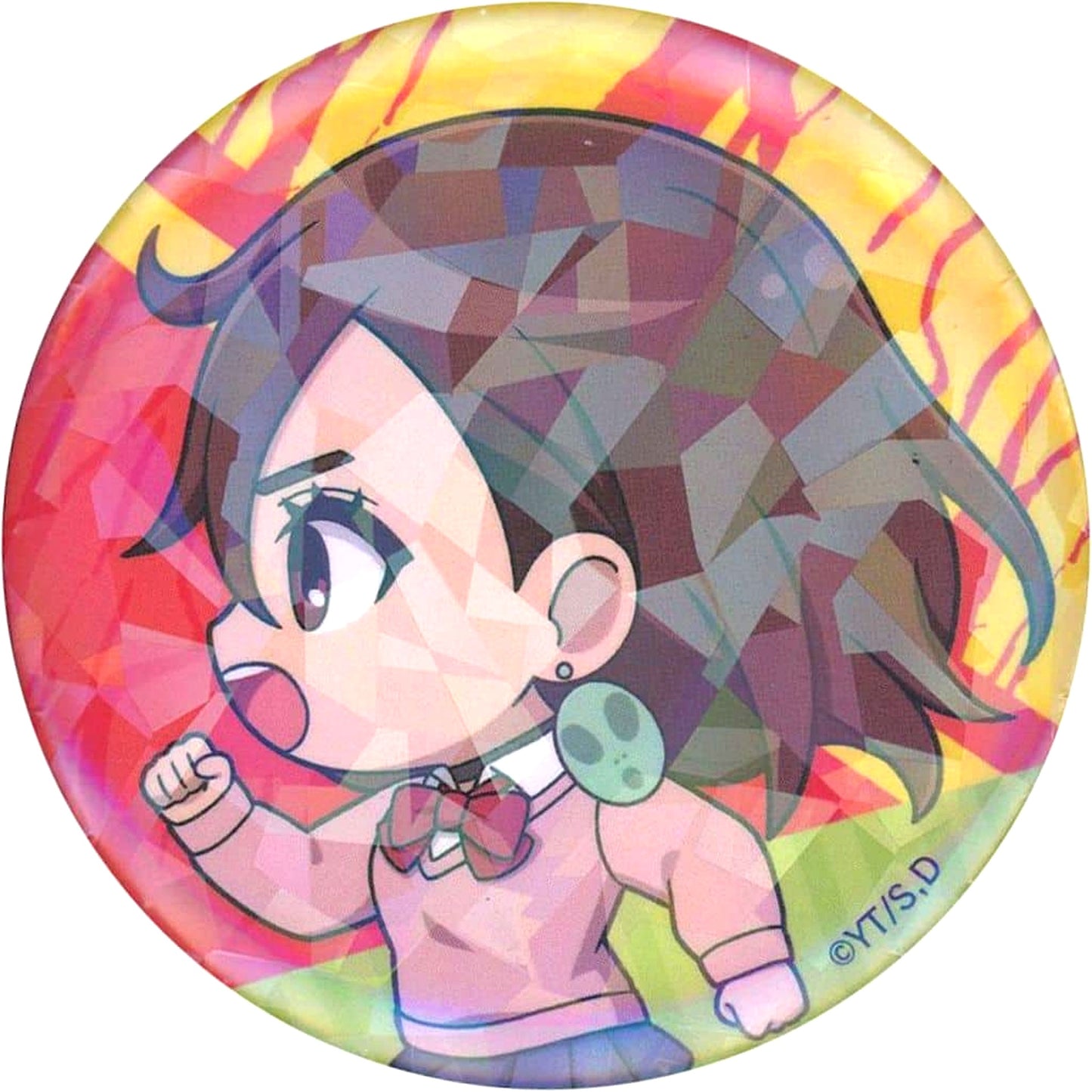 Dandadan Momo Ayase Mini Character Holographic Trading Button Random Holo Included Dash Ver. [USED]
