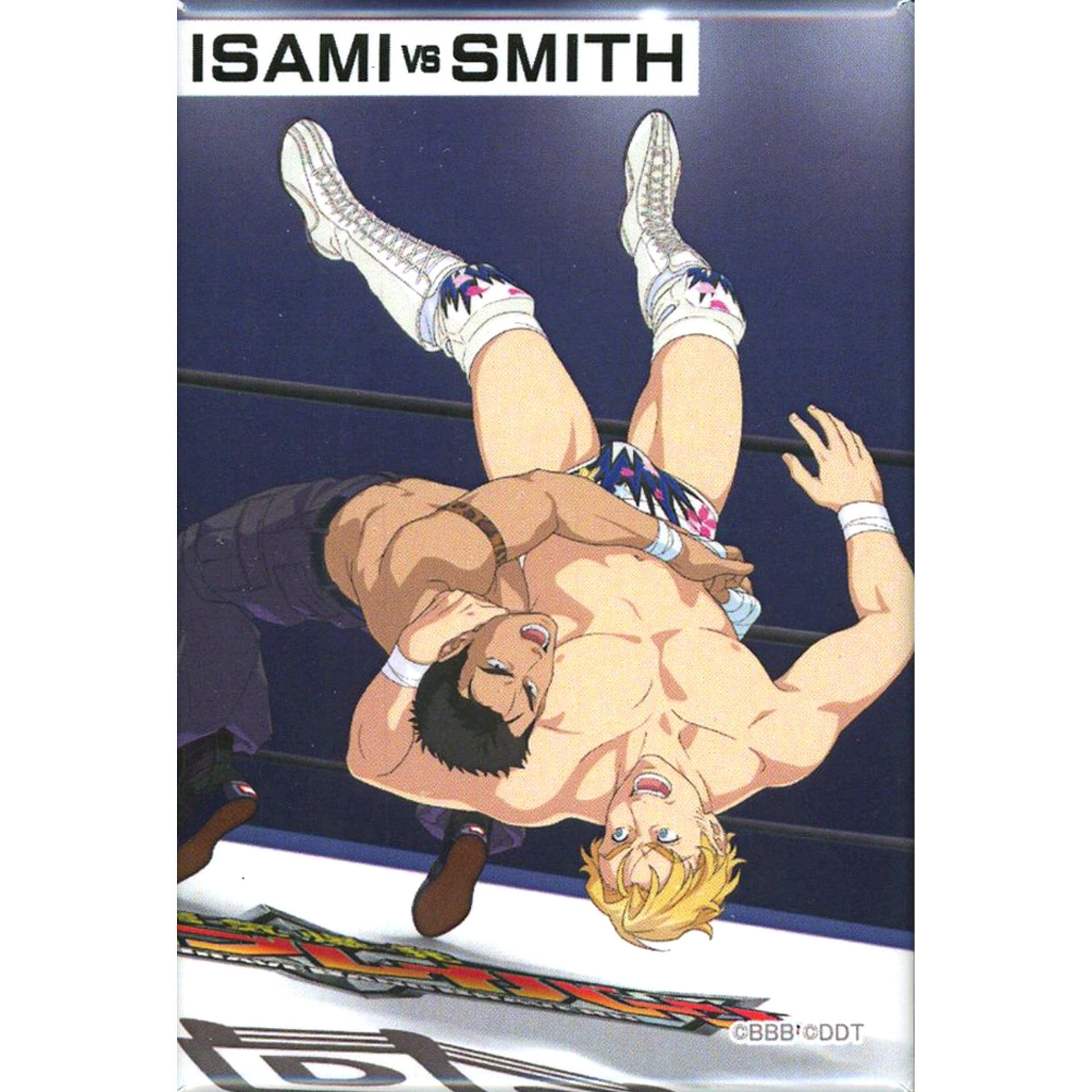Isami Ao & Lewis Smith Backdrop Brave Bang Bravern DDT Pro-Wrestling POP UP STORE Rectangle Button [USED]
