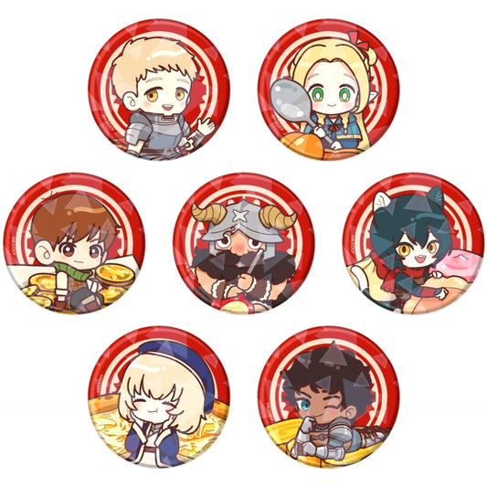 Set of 7 Delicious in Dungeon Hologram Button 57mm 03.POP Art Illustration [USED]