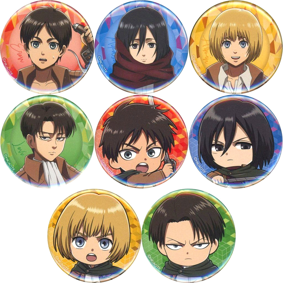 Set of 8 Attack on Titan Character Button Collection [USED]