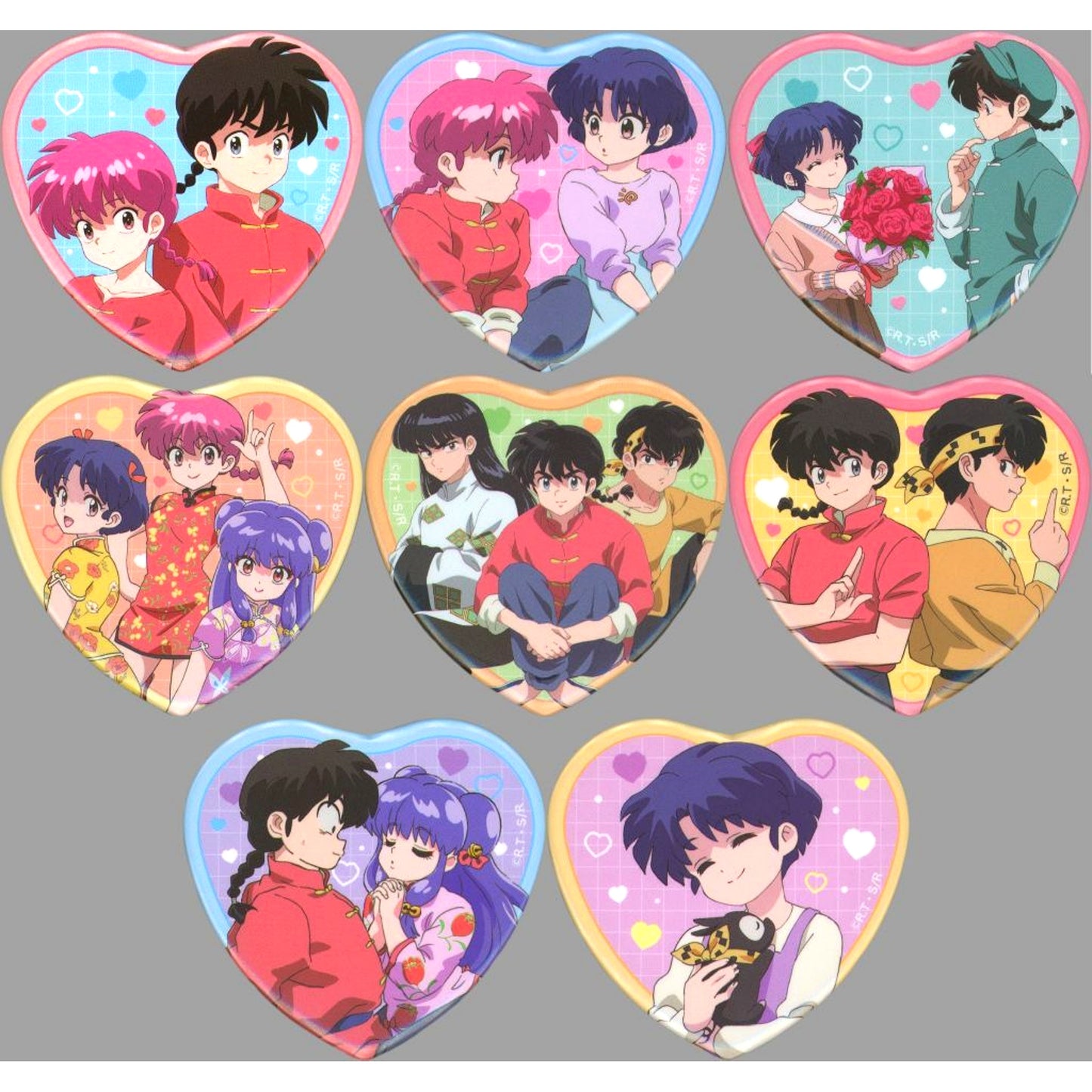 Set of 8 Ranma 1/2 Heart Button EX [USED]