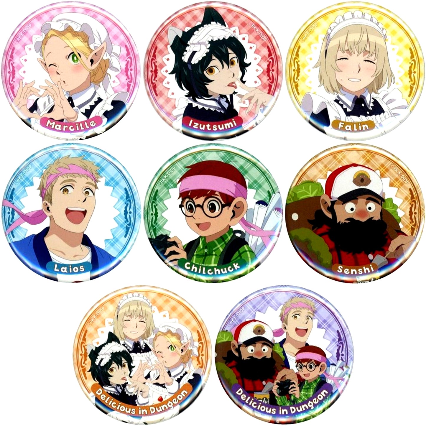 Set of 8 Delicious in Dungeon Button AKIBA Style Ver. AKIBA Dungeon Store [USED]