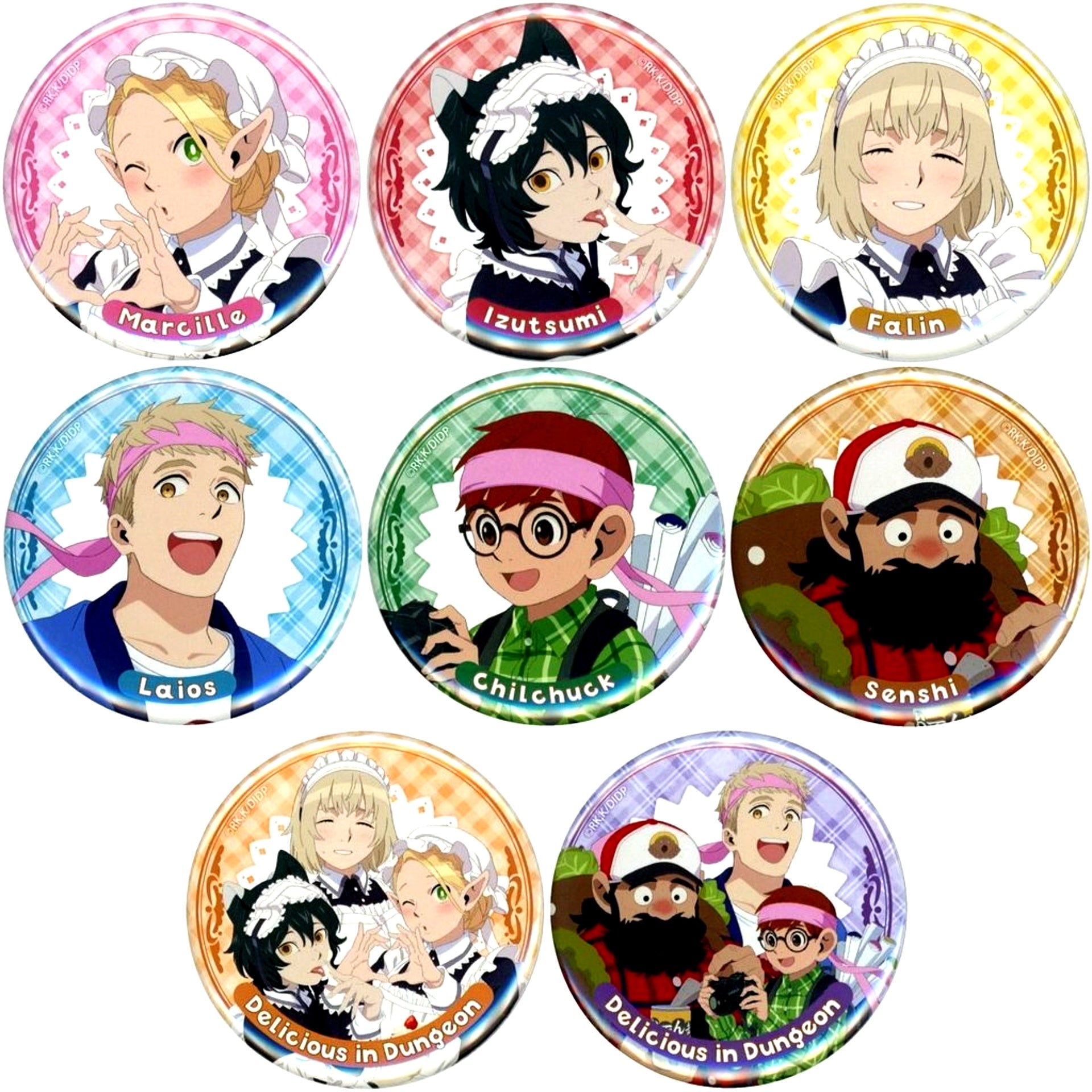 Set of 8 Delicious in Dungeon Button AKIBA Style Ver. AKIBA Dungeon Store [USED]
