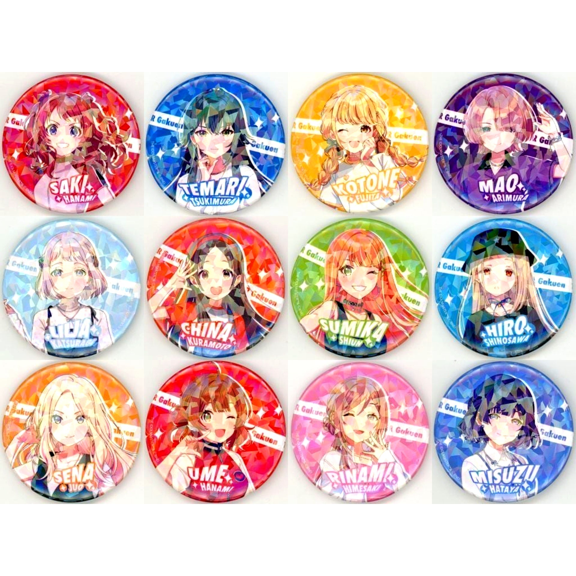 Set of 12 Gakuen Idolmaster POP UP SHOP in Shibuya Modi HATSUBOSHI SNAP Hologram Badge [USED]
