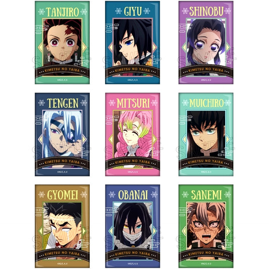 Set of 9 Demon Slayer Kimetsu no Yaiba Square Button Hashira Training Arc [USED]