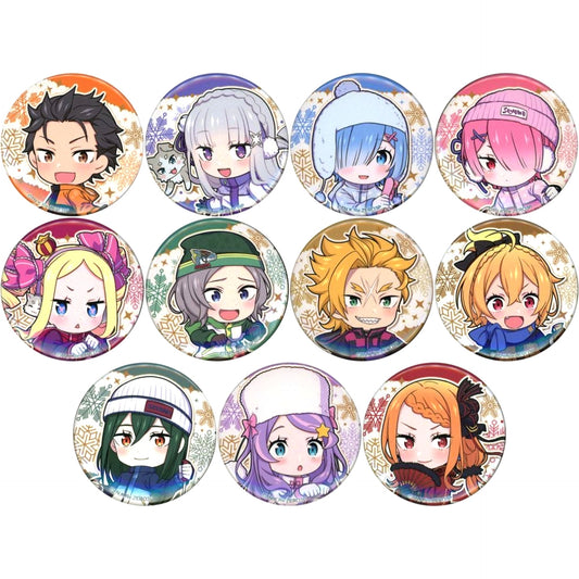 Set of 11 Re:ZERO Starting Life in Another World Mini Character Button Sayama Ski Resort Starting Snowy Mountain Life [USED]