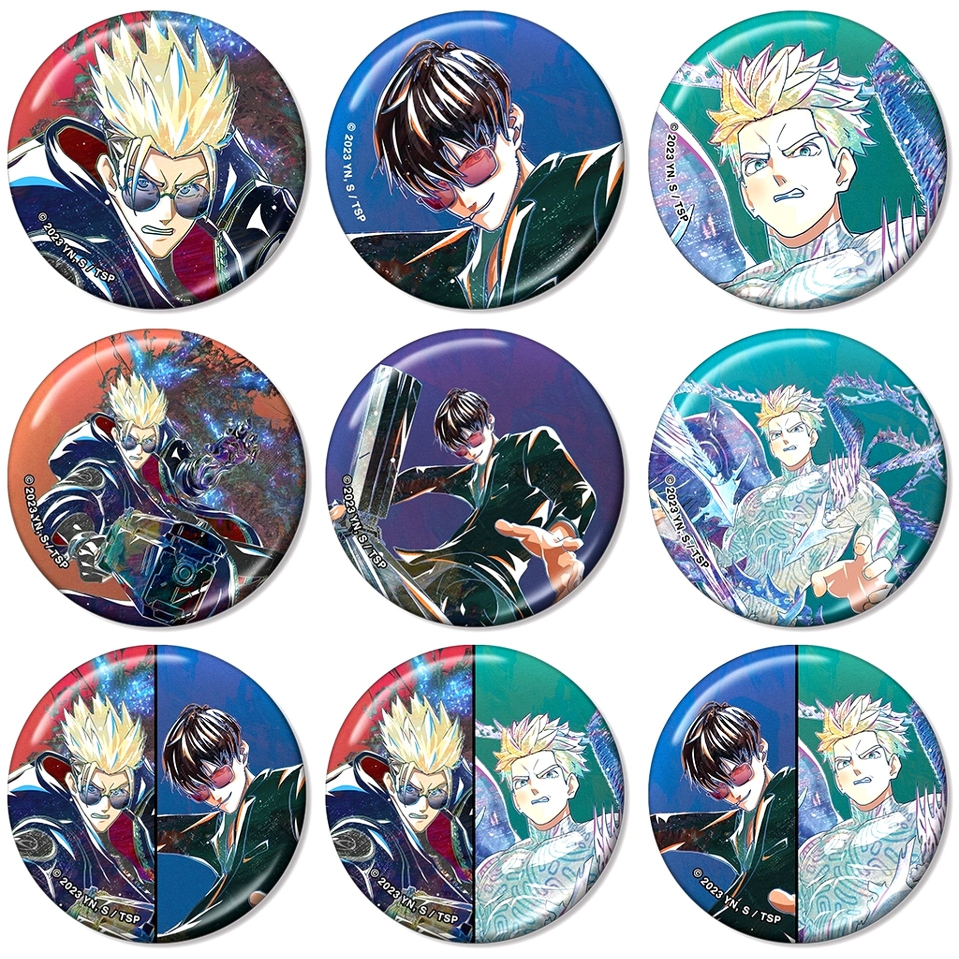 Set of 9 TRIGUN STAMPEDE Trading Ani-Art Vol. 2 Metallic Button [USED]