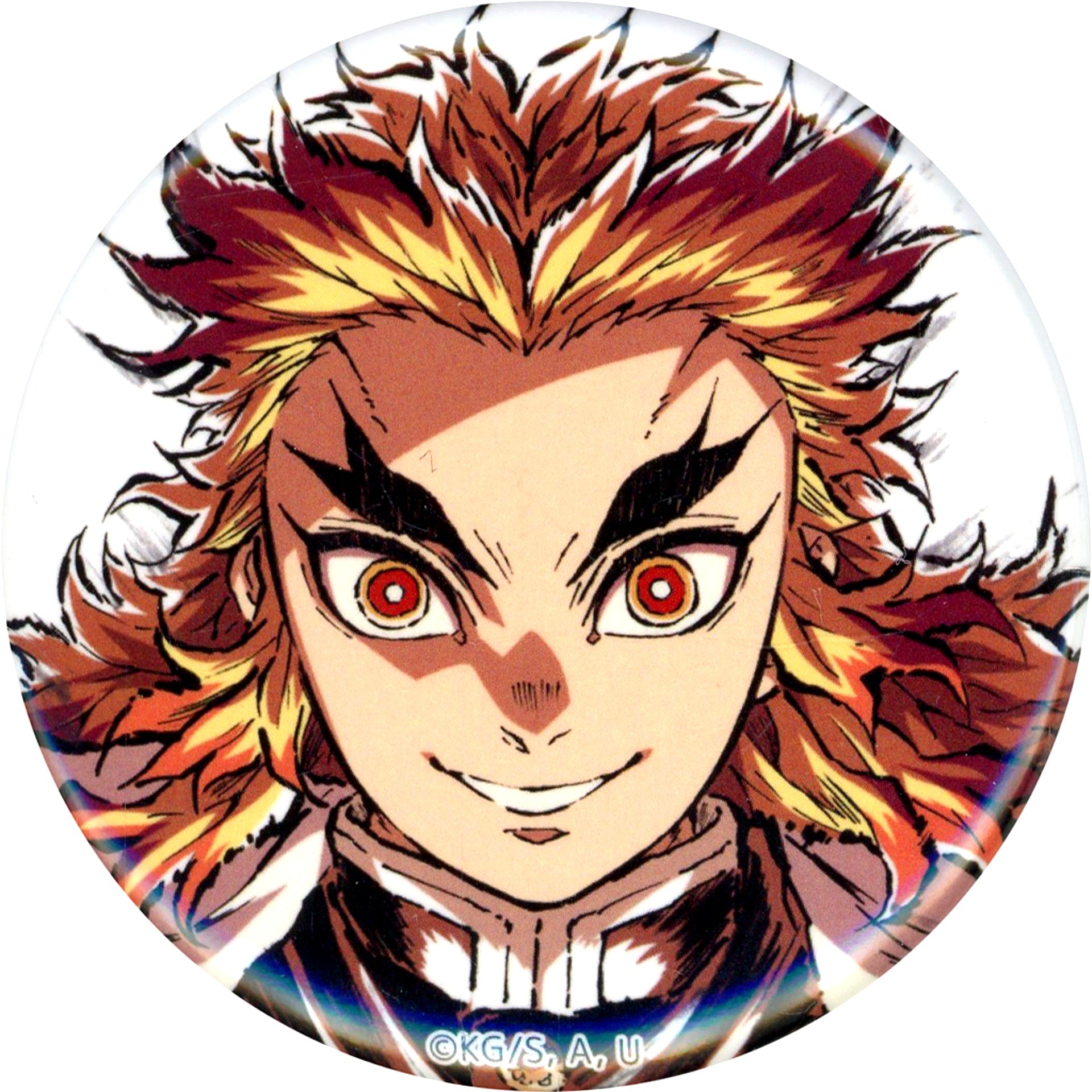 Kyojuro Rengoku A Front Face Up 44mm Button Demon Slayer Mugen Train Arc Intermission Art Book Cover Illustration WEB SHOP Kuji Prize F [USED]