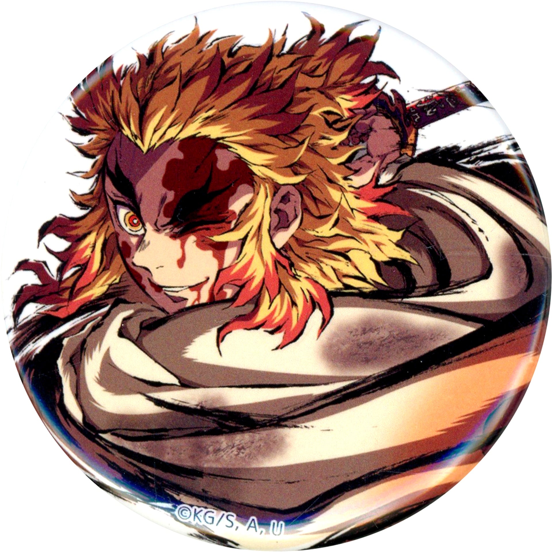 Kyojuro Rengoku D Bleeding Bust Up 44mm Button Demon Slayer Mugen Train Arc Intermission Art Book Cover Illustration WEB SHOP Kuji Prize F [USED]