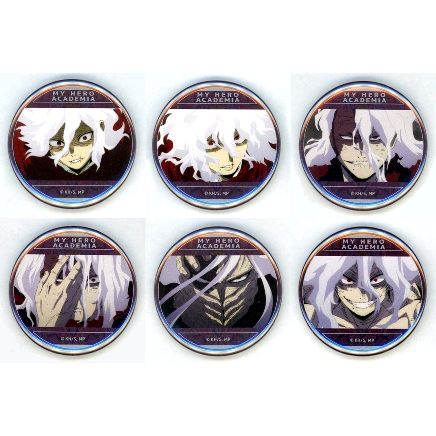 Set of 6 My Hero Academia Tomura Shigaraki Ga Ippai Character Badge Collection [USED]