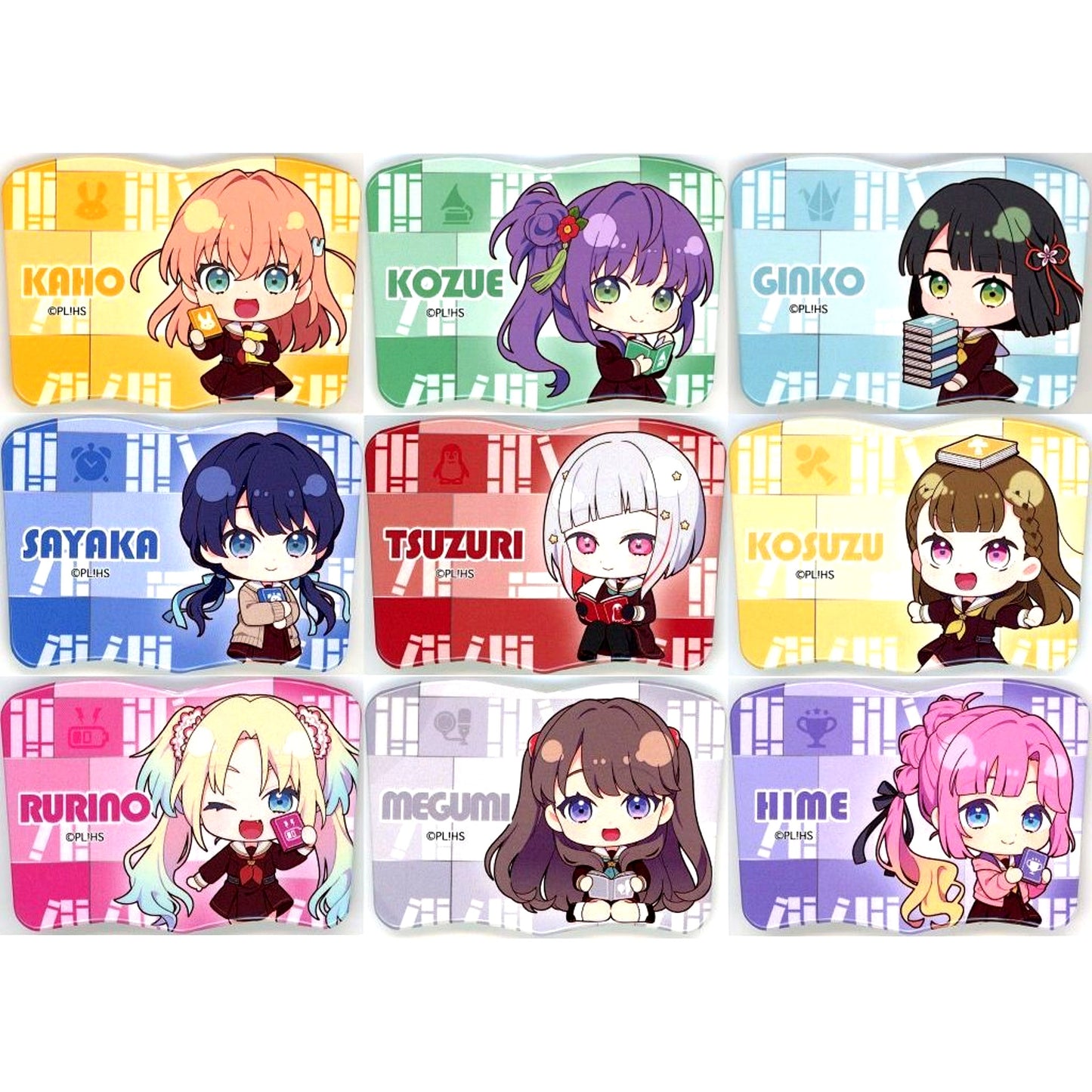Set of 9 Ishikawa Prefectural Library x Love Live! Hasunosora Girls High School Idol Club Trading Book Button [USED]
