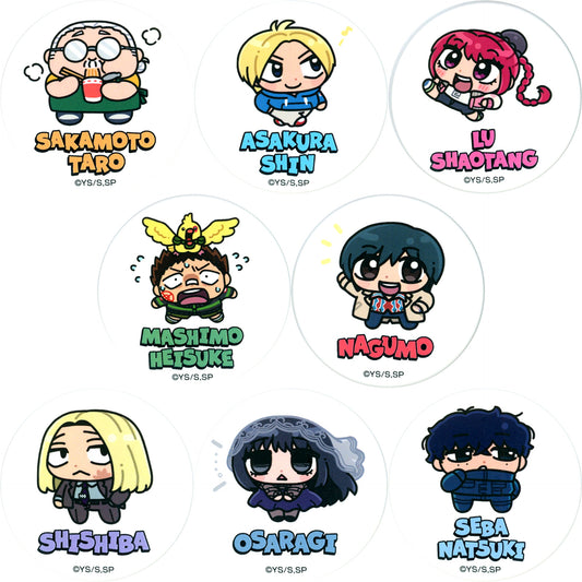 Set of 8 SAKAMOTO DAYS Drawn Button Collection POP UP SHOP in Marui [USED]