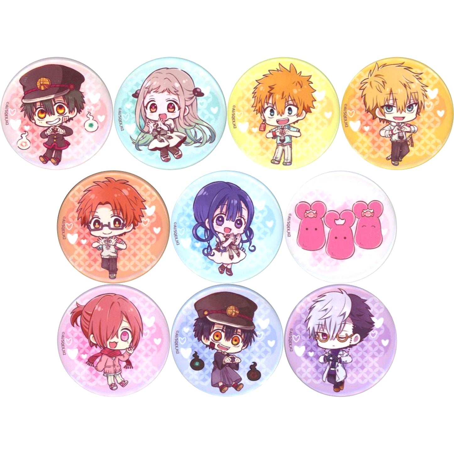 Set of 10 Toilet-Bound Hanako-kun 2 Trading Buttons Have fun! [USED]