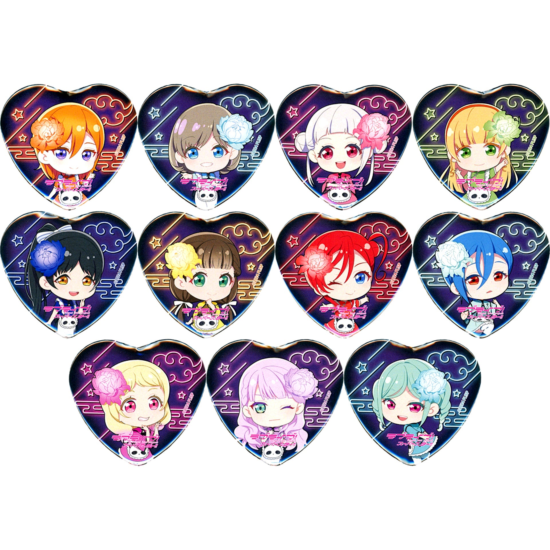 Set of 11 Love Live! Superstar!! x Yokohama Chinatown POP UP SHOP in ChinaTown80 Hall Heart Button Mini Character [USED]