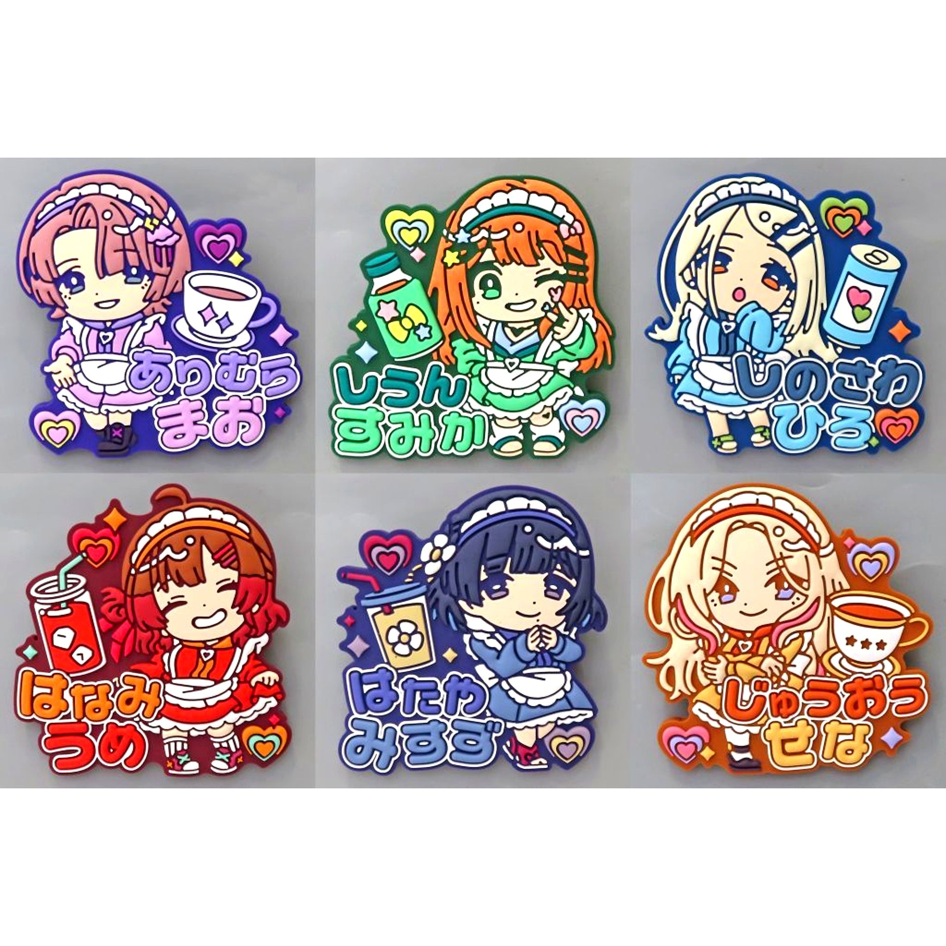 Set of 6 Kyurupoppun Name Rubber Badge Vol. 2 Gakuen Idolmaster [USED]
