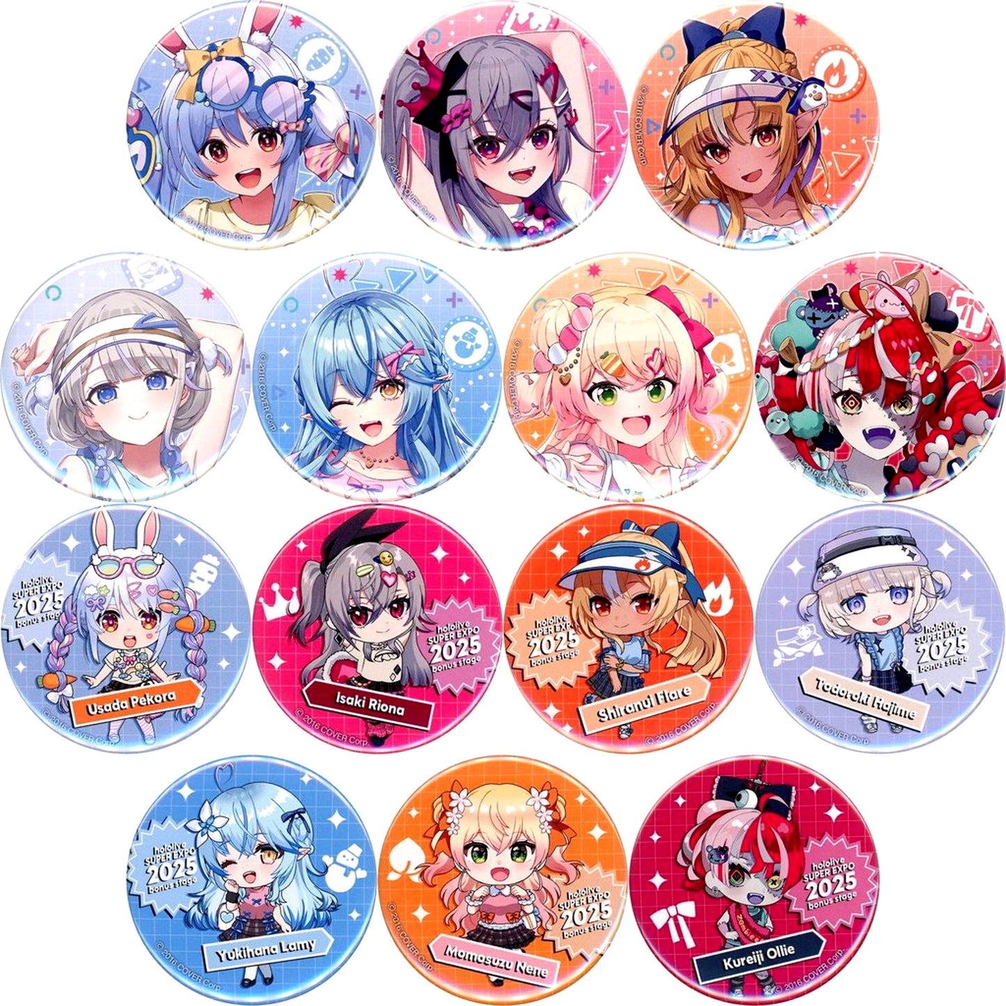 Set of 14 Virtual YouTuber Hololive SUPER EXPO 2025 After Party bonus stage Trading Button Vol.1 [USED]